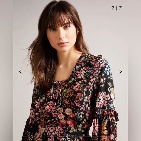 NWT Ted Baker London Hendria Mini Dress with ruffle details size:1 - Picture 2 of 14